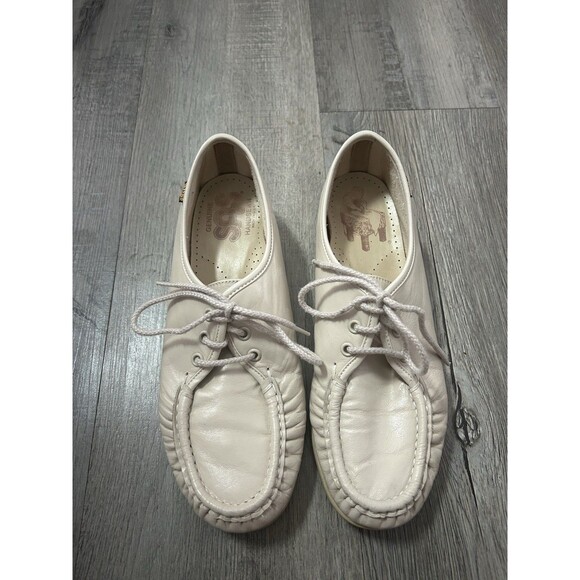 SAS Size 8.5 Women’s SIESTA BONE LEATHER Cream/Ivory Handsewn In USA Lace Up - Picture 2 of 12